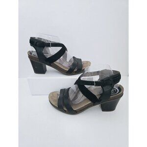 Abeo Biana Leather Buckle Crisscross Open Toe Sandal Heels Shoes 9 N Narrow